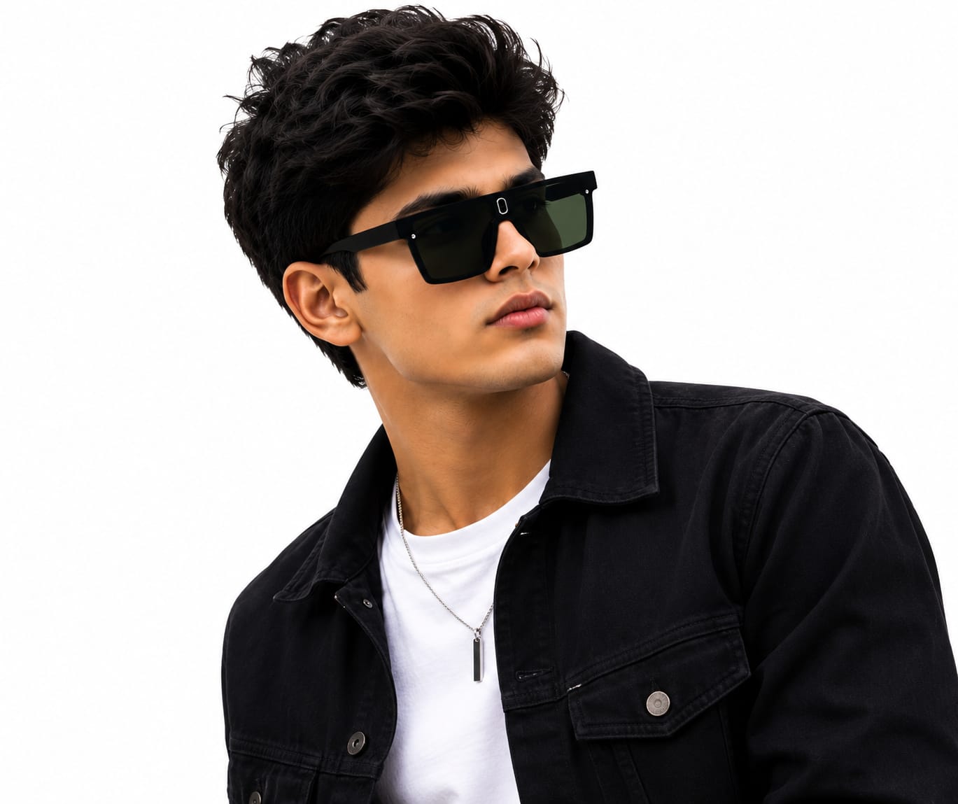 Unisex Oversized Flat Top Shield Sunglasses – UV400 Protection, Green Lenses, Black Frame, Lightweight Fashion Sunglasses for Men & Women, Driving, Travel & Outdoor Wear