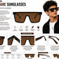 Unisex Oversized Square Sunglasses for Men & Women | UV400 Protected Gradient Brown Lens | Fashion Flat Top Shield Design | Lightweight Frame for Driving, Travel & Outdoor