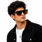 Unisex Oversized Square Sunglasses for Men & Women | UV400 Protected Gradient Brown Lens | Fashion Flat Top Shield Design | Lightweight Frame for Driving, Travel & Outdoor